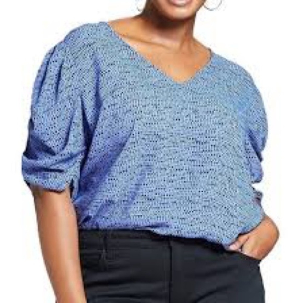 Ava & Viv Ruched sleeve Blouse 3x